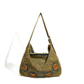 Large capacity hobo shoulder tote bag, retro denim bag, stylish crossbody bag, rivet design shoulder bag