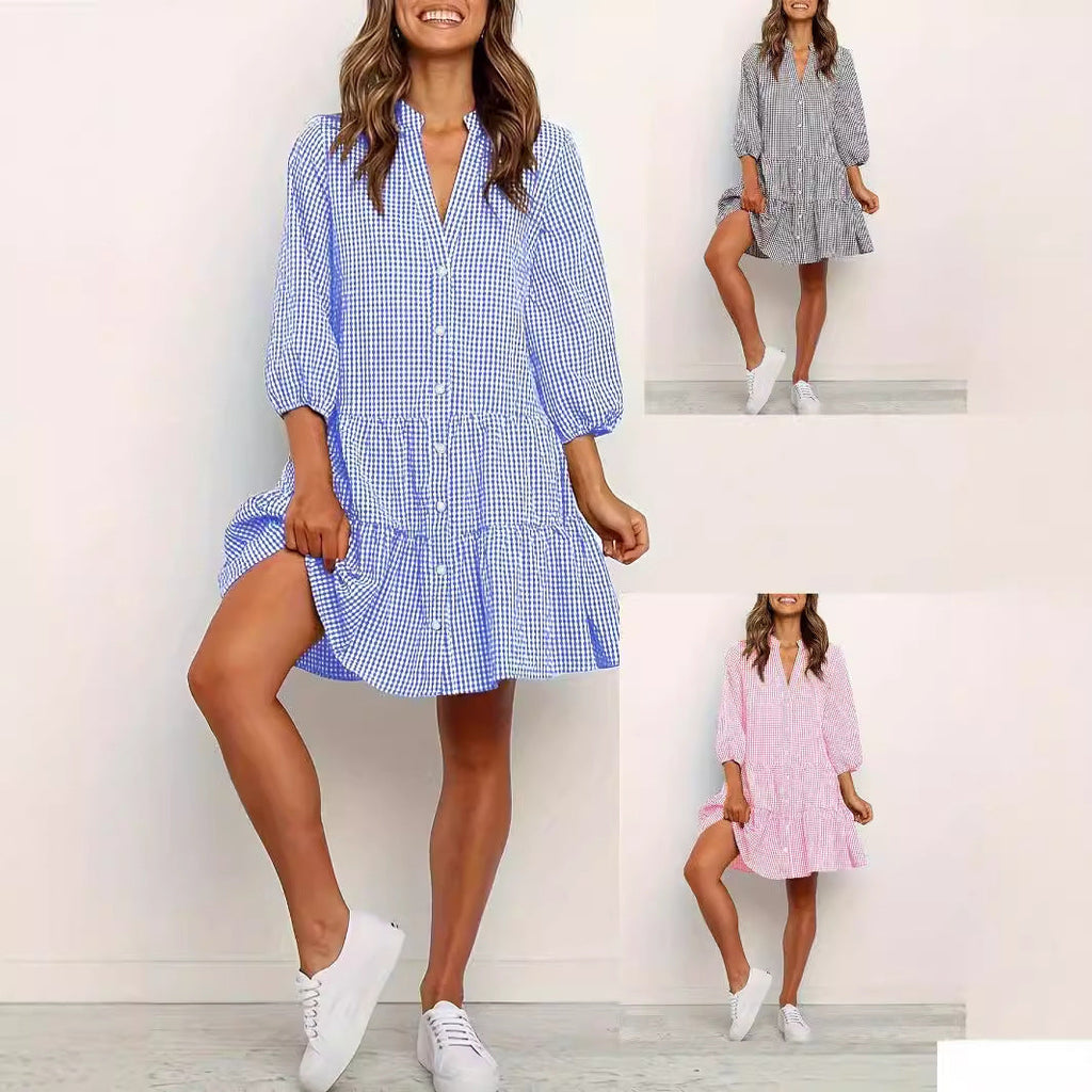Loose plaid dress, women's Dress