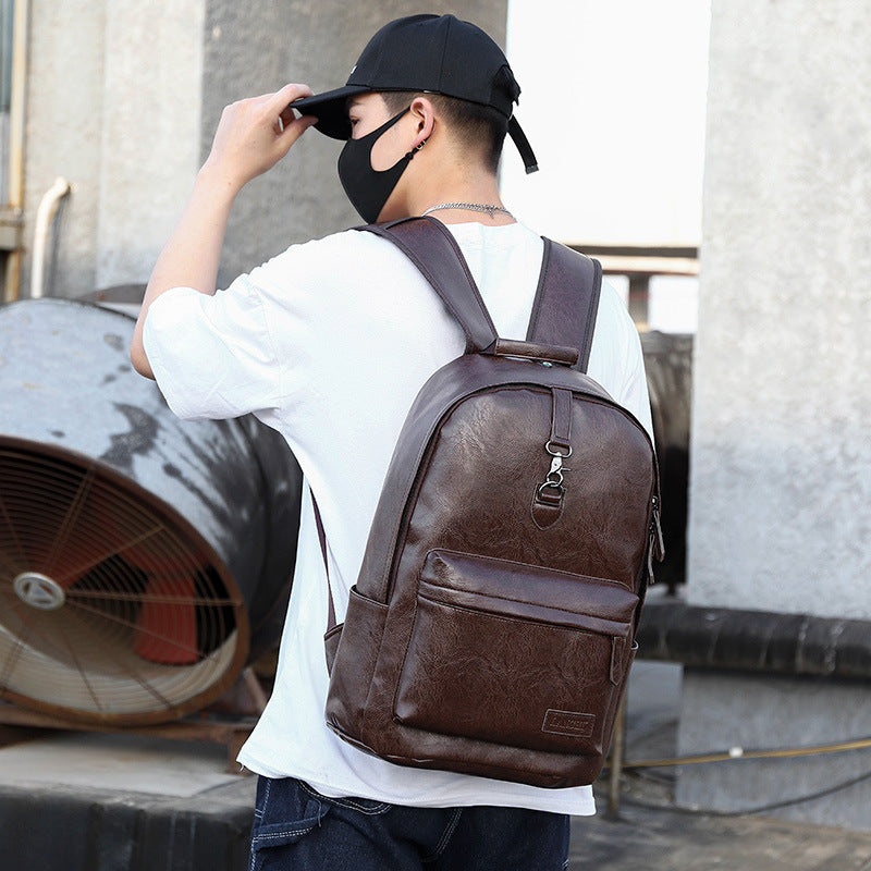 Boutique Men's Backpack Fashion Business Fan Large Capacity Soft Leather Backpack Travel Men's Short-haul School Bag MB21080302