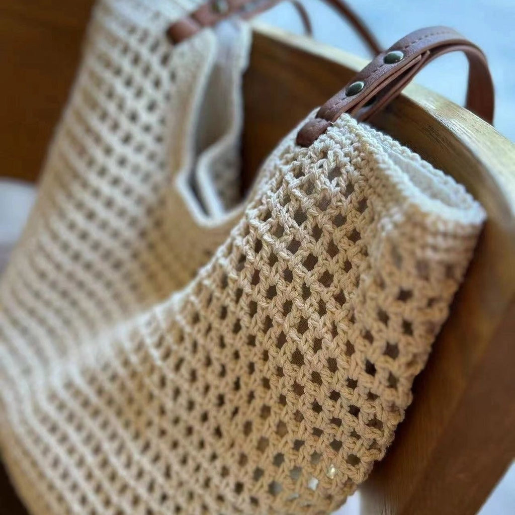 Grid knitted hobo bag, travel commuter shoulder bag, travel large capacity armpit bag, crochet hobo purse