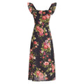 Slim and sexy side split waist mid-length dress, French retro square collar Print Chiffon Dress Bohemian dress