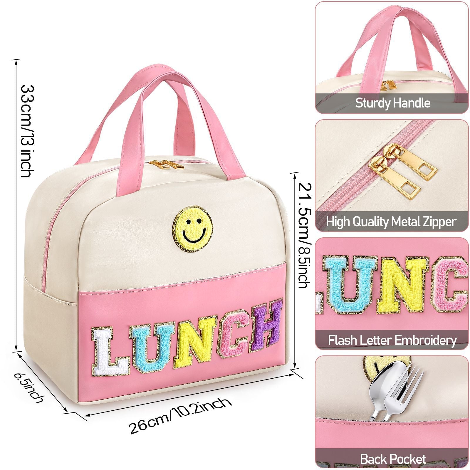 Bento bag, embroidered lunch bag, student lunch box handbag, fresh-keeping large-capacity thickened ice bag