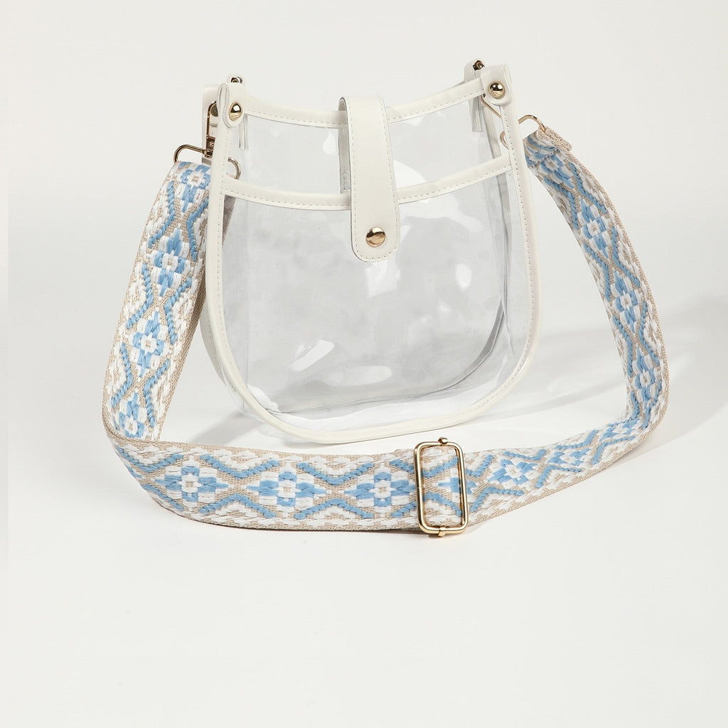 Women's bag large capacity transparent PVC crossbody bag, fashionable magnetic buckle single shoulder retro small crossbody