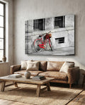 Red Bicycle Glass Wall Art