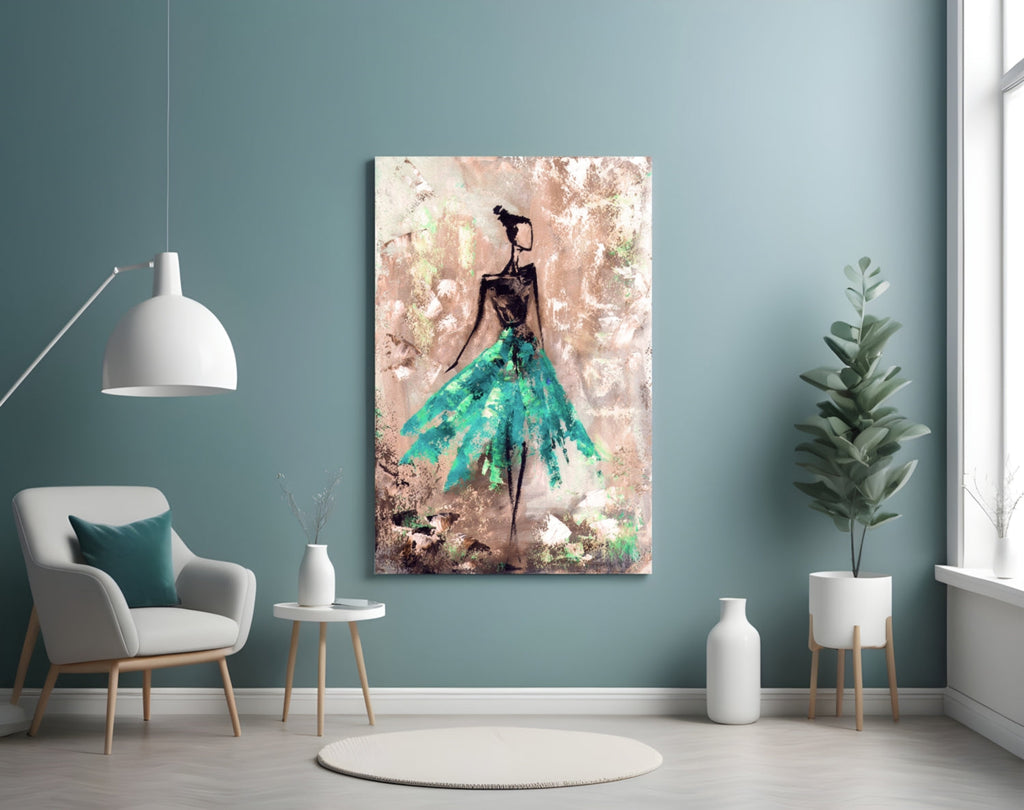 Female (Green) Glass Wall Art