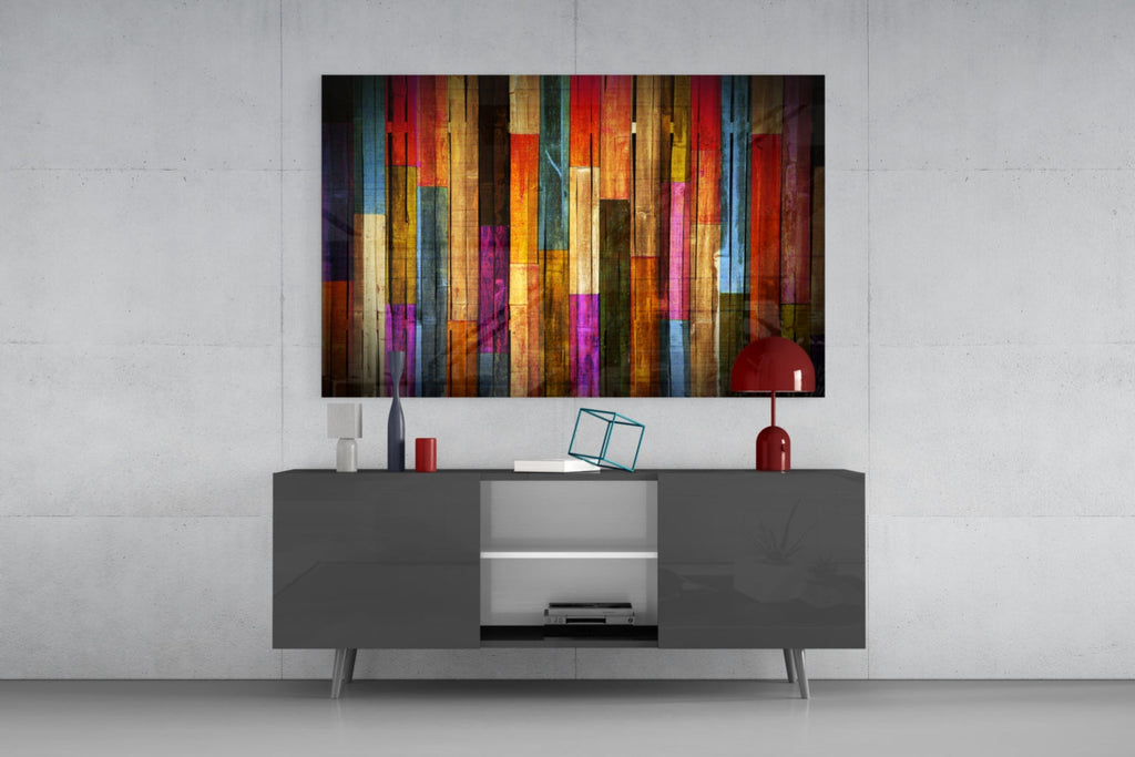 Painted Wood Glass Wall Art