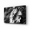 Black - White Flower Glass Wall Art