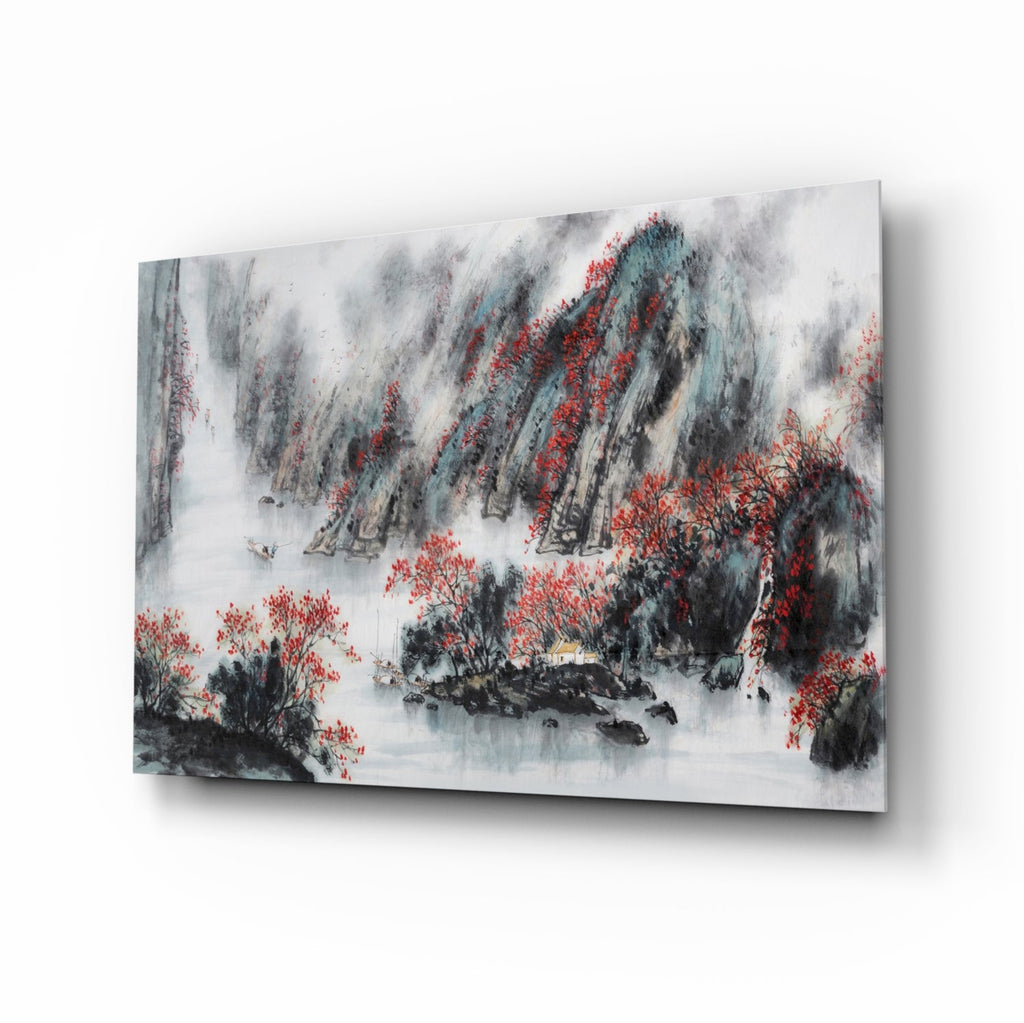 Japanese Drawing Glass Wall Art