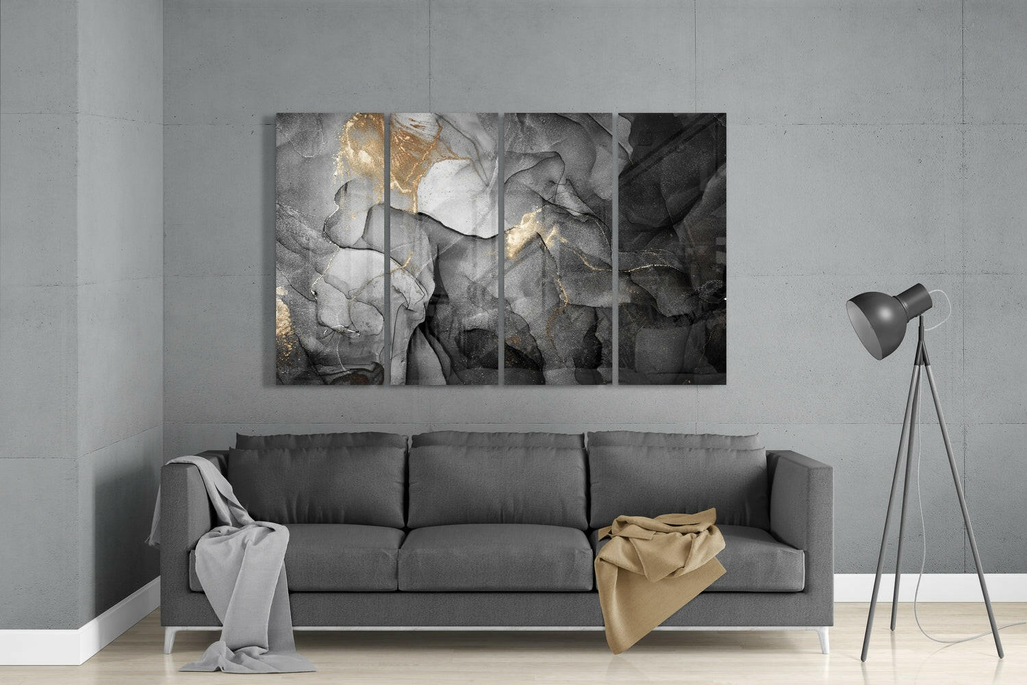 Marble 4 Pieces Mega Glass Wall Art (59"x36")