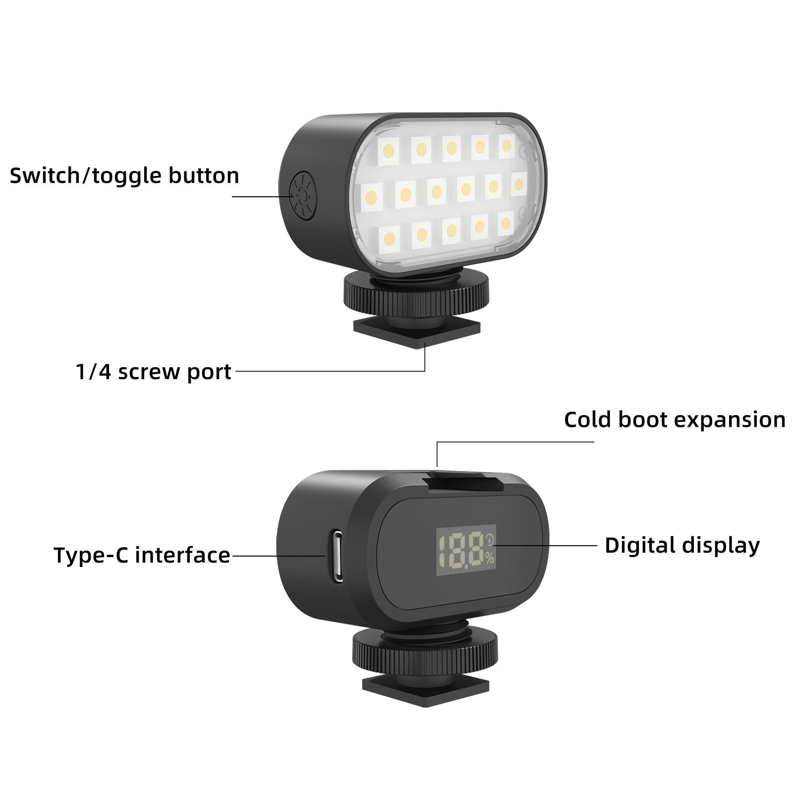 NNEIDS Portable Live Video Led Light For Beauty Photography And Selfies - Black