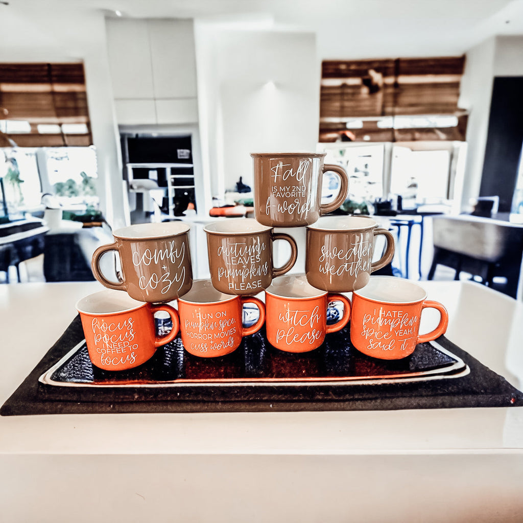 Witch Please Orange Ceramic Campfire Mug 14.5oz Double-Sided White Lettering