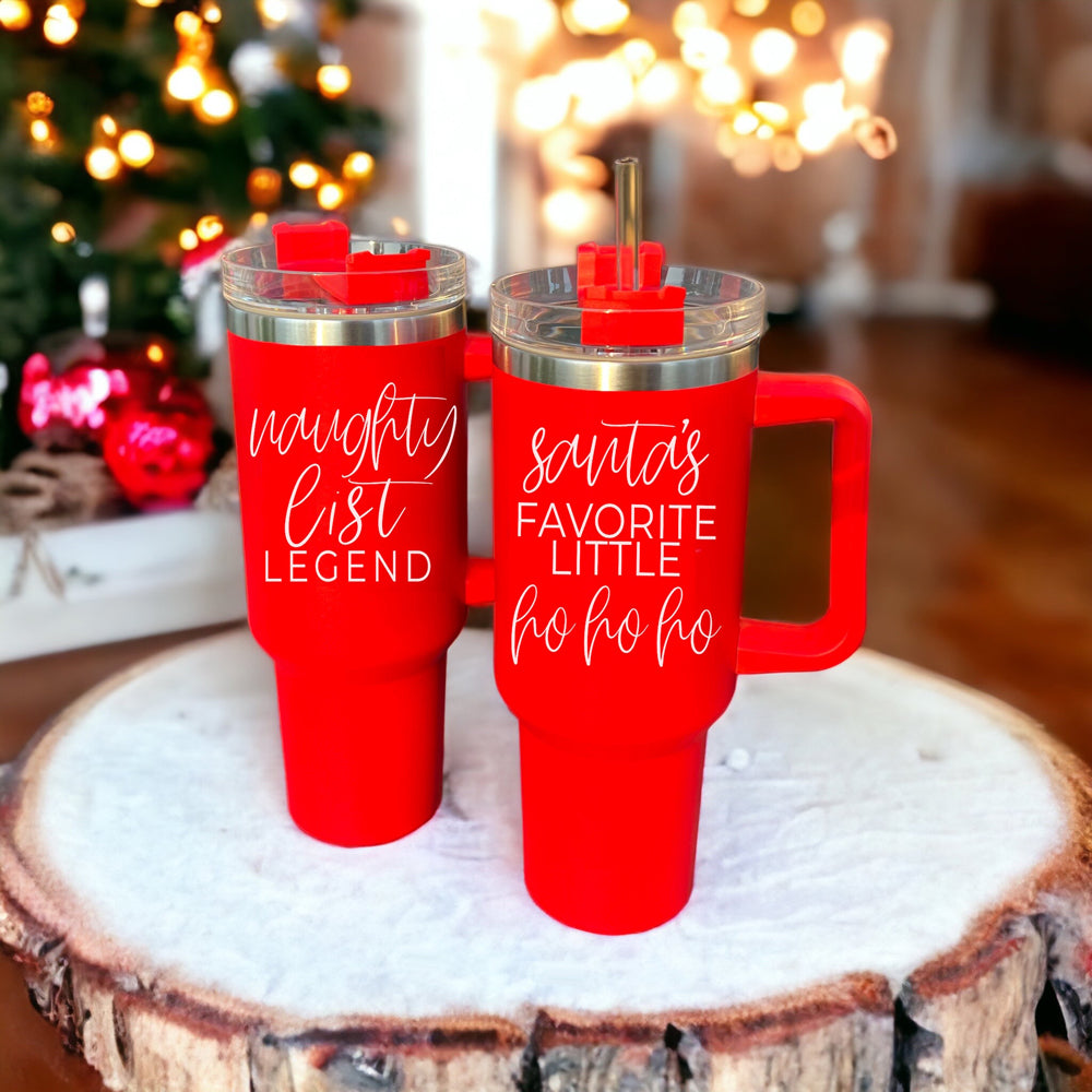40oz Insulated Tumbler Mug With Handle Lid And Straw Santa Ho Ho Funny Holiday
