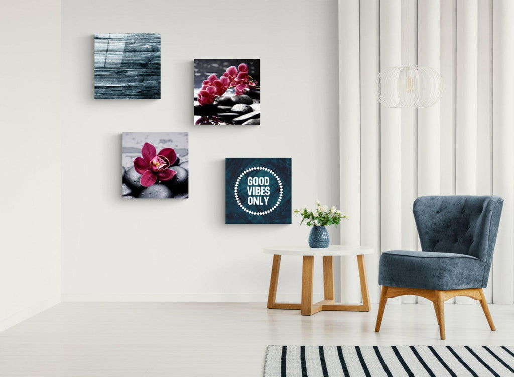 Orchids and Stones Quadro Glass Wall Art