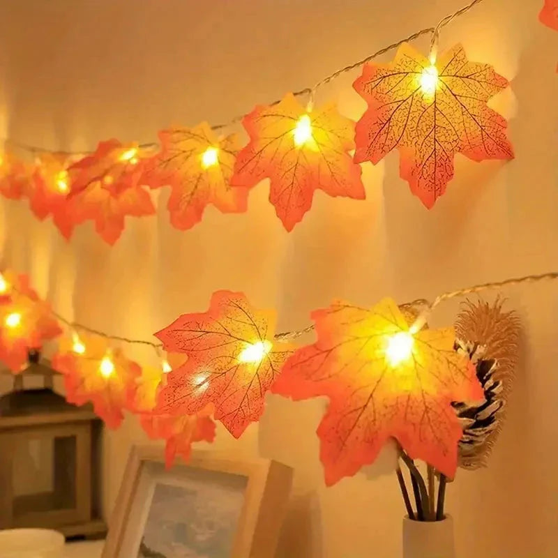 10/20 LED Maple Leaf String Lights – Battery Powered Fairy Lights for Home & Outdoor Decor