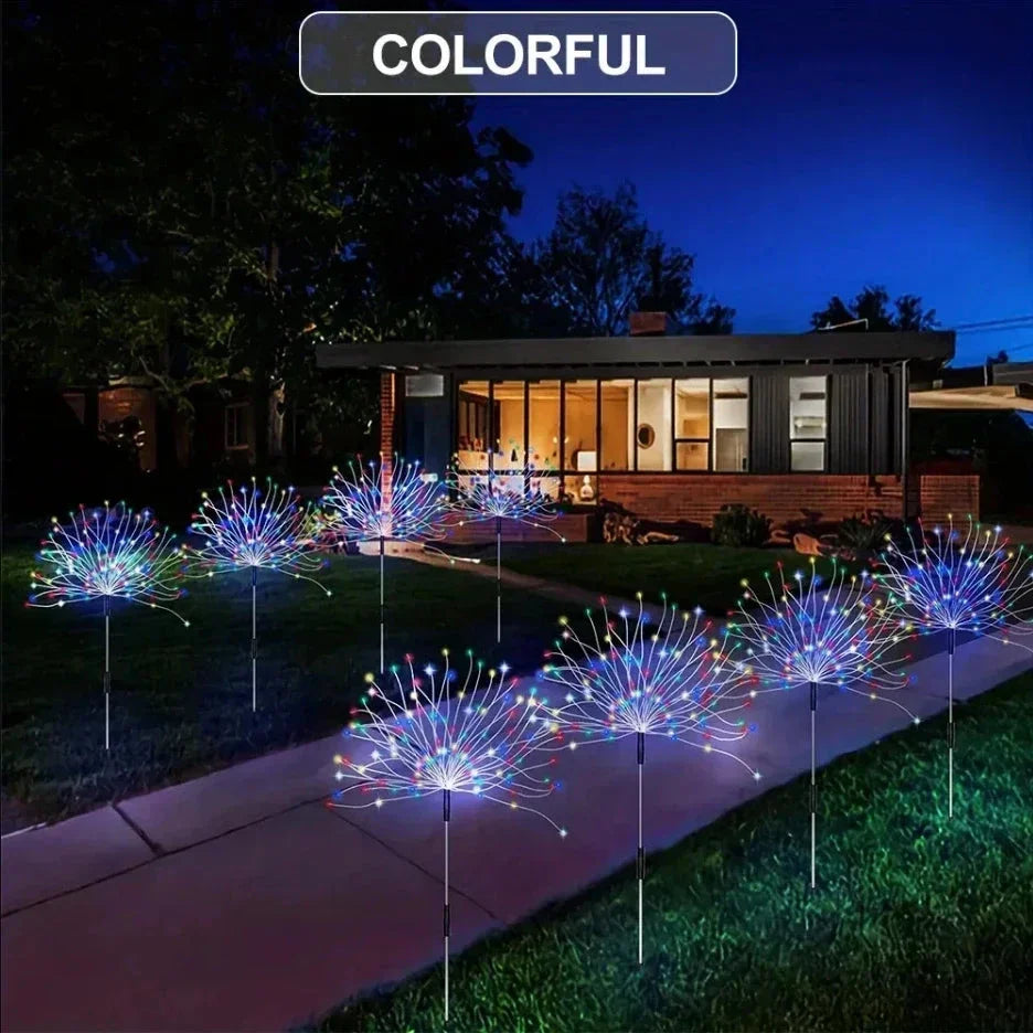 LED Solar Fireworks Lights – Outdoor Waterproof Garden Lights with Remote