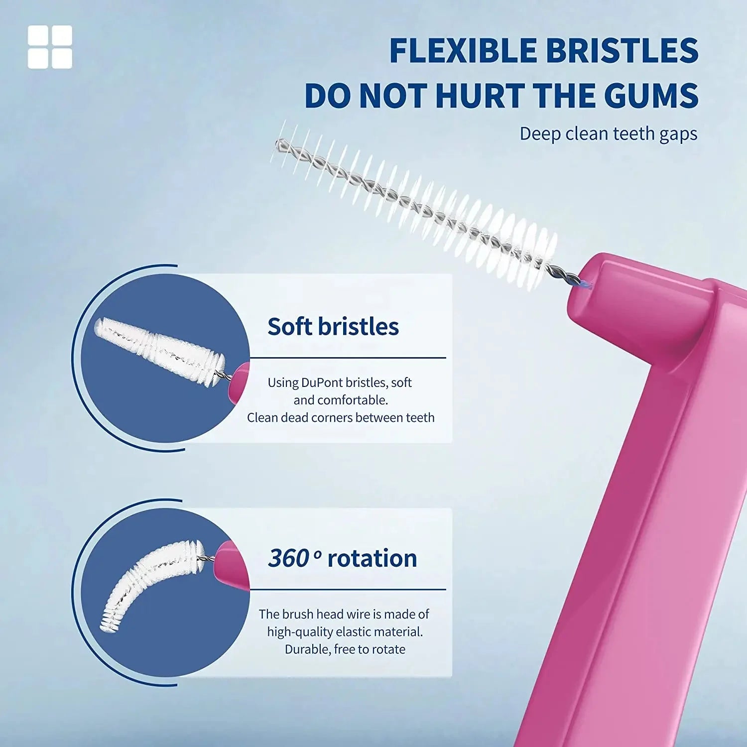 Kingubznis 20pcs  Interdental Brush For Dental Orthodontics Clean Between Teeth Cleaning Tools Soft Mini Brush With Dust Cover