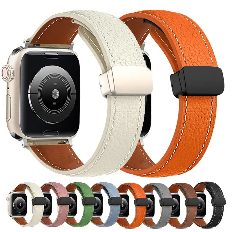 Apple Watch Leather Band - Premium Stylish Strap with Buckle