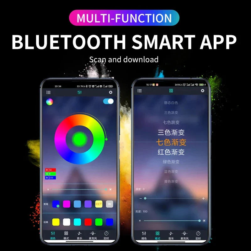Neon LED Car Interior Ambient Light Kit – RGB Foot Strip Lighting with APP & Remote Control, Music Sync Car Decor Lamp