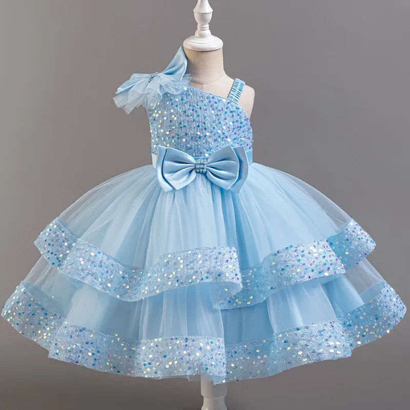 Flower Princess Sequins Baby Wedding Christmas Party Short Sleeveless Dress Birthday Party Wedding Flower Girl Sweet Cute Dress