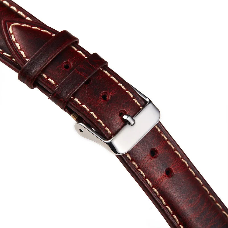 Amazfit Band Vintage Oil Wax Leather Watch Strap Cowhide Buckle