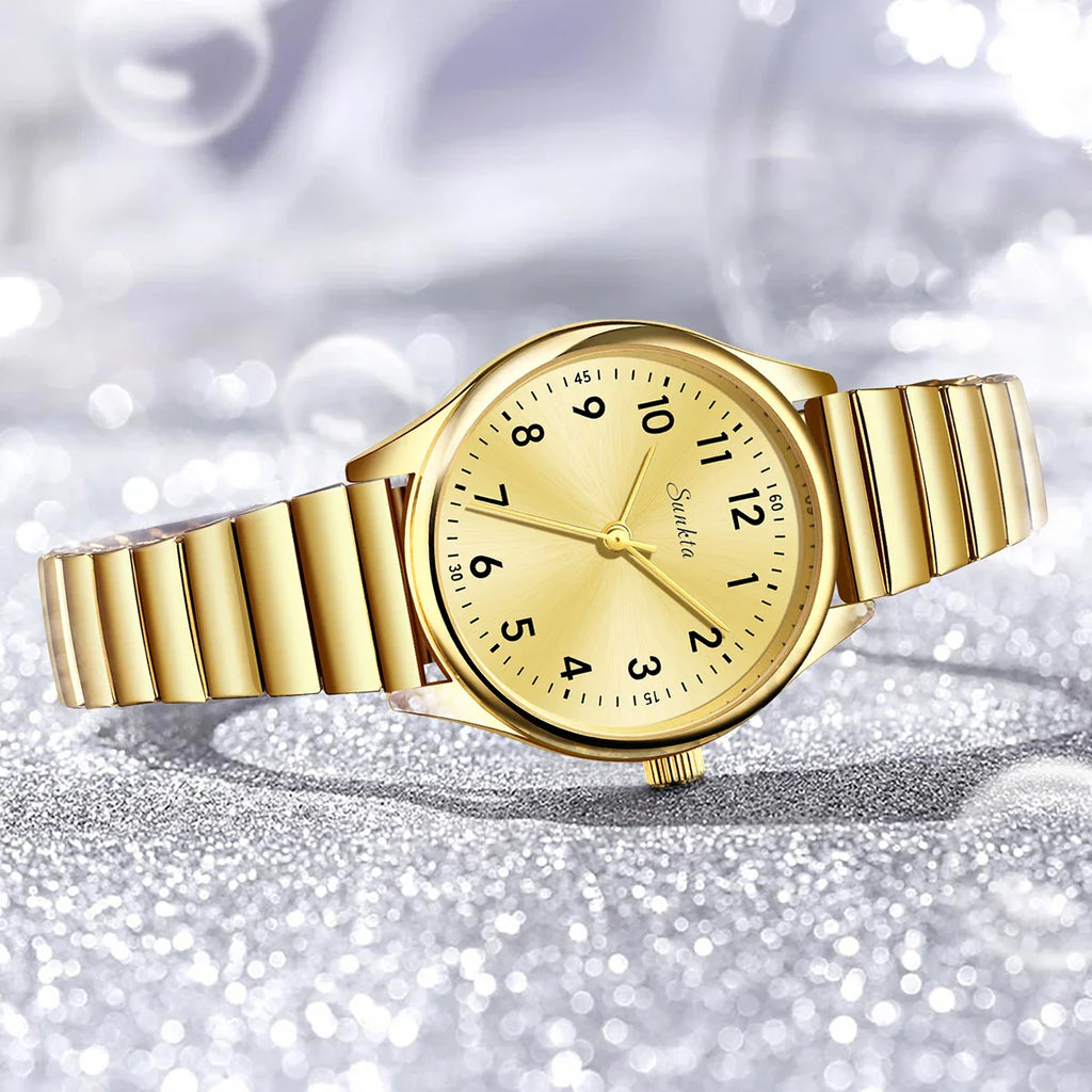 Gold Stainless Steel Women's Watch Quartz Minimalist