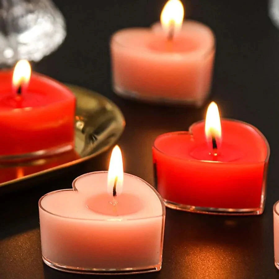 9pcs Heart-Shaped Scented Tea Candles – Romantic Décor for Valentine's Day, Weddings, and Anniversaries