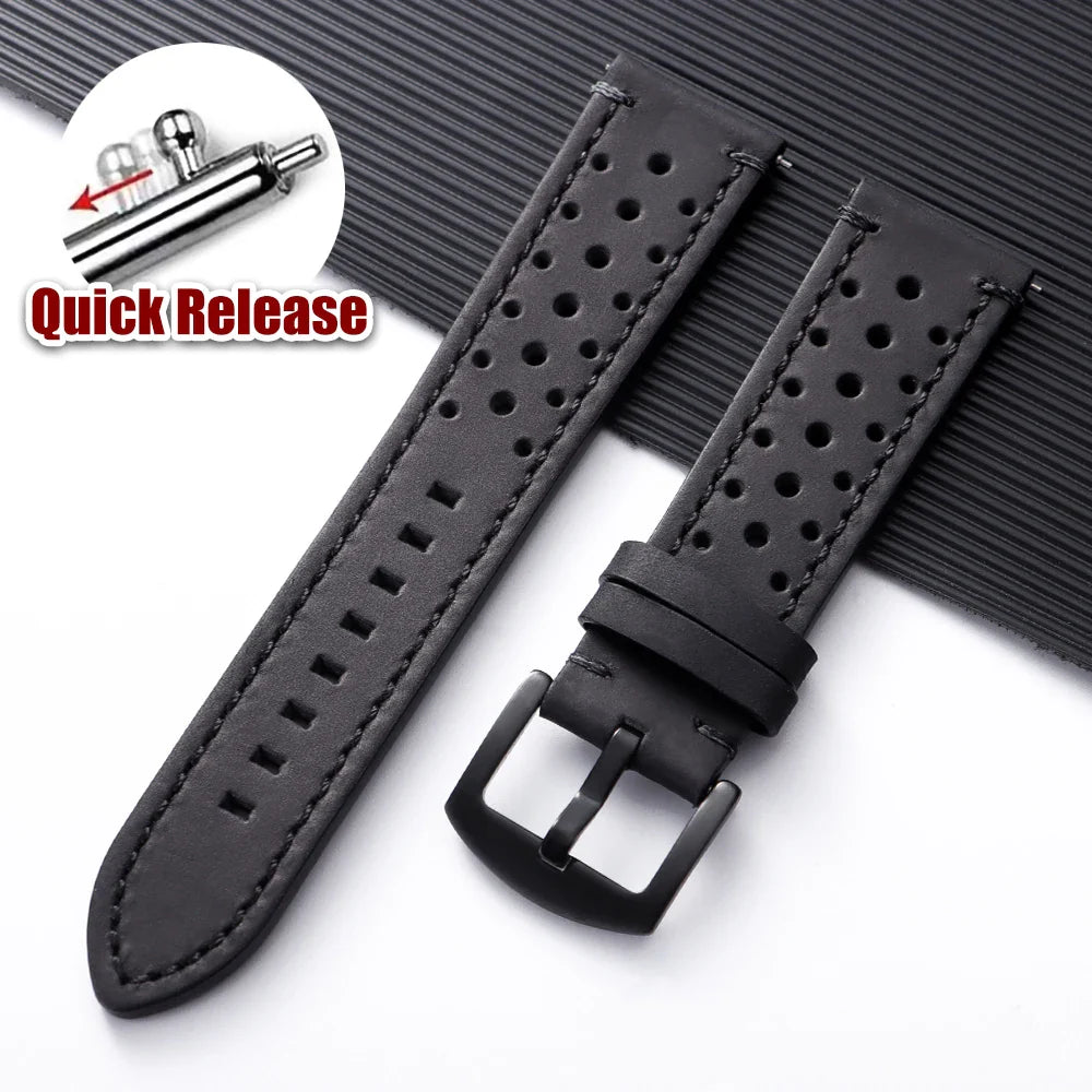Motorola Moto Quick Release Leather Watch Band Breathable Vintage Strap