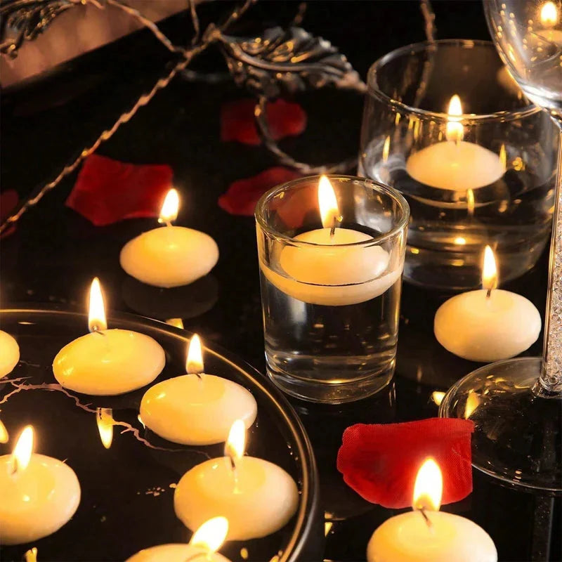6/10/16Pcs Unscented Floating Candles – Romantic Soy Wax Discs for Valentine's Day, Weddings, Parties, and Home Décor