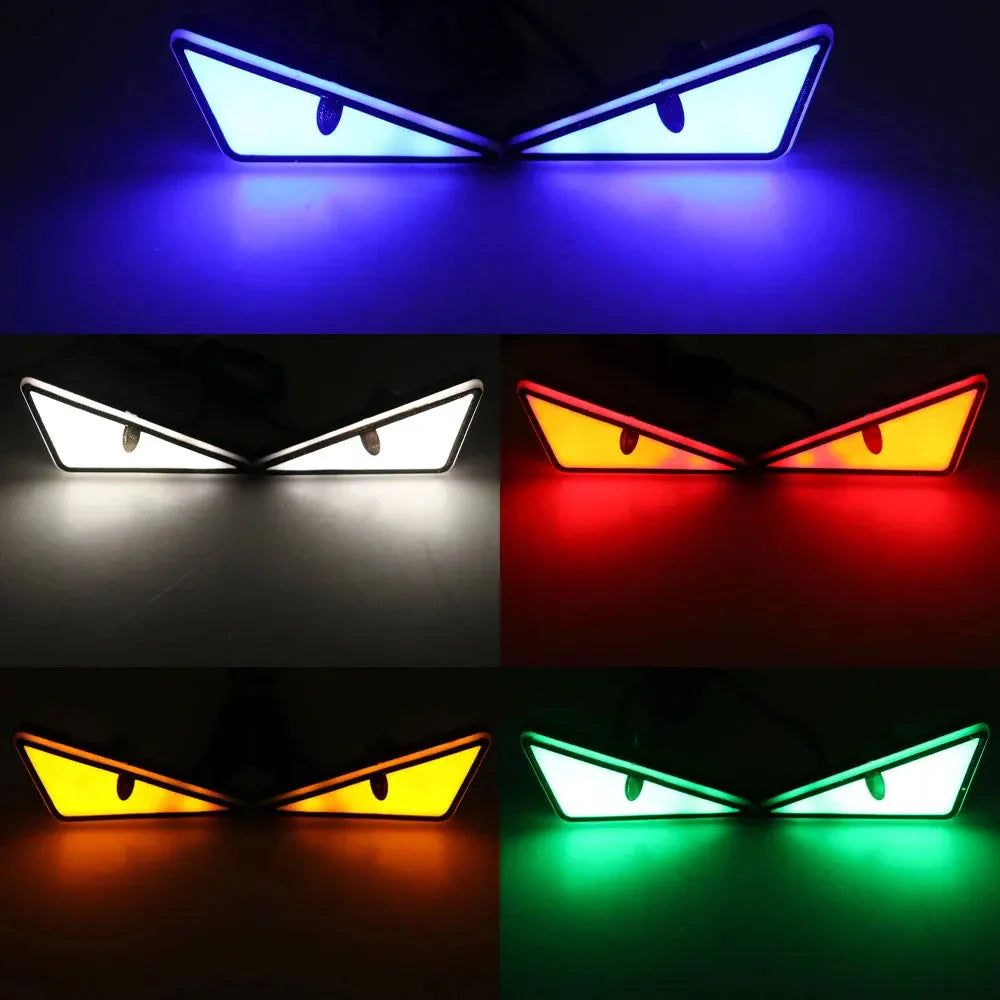 2pcs LED Devil's Eye License Plate Light - Universal Headlight Decoration for Cars & Motorcycles