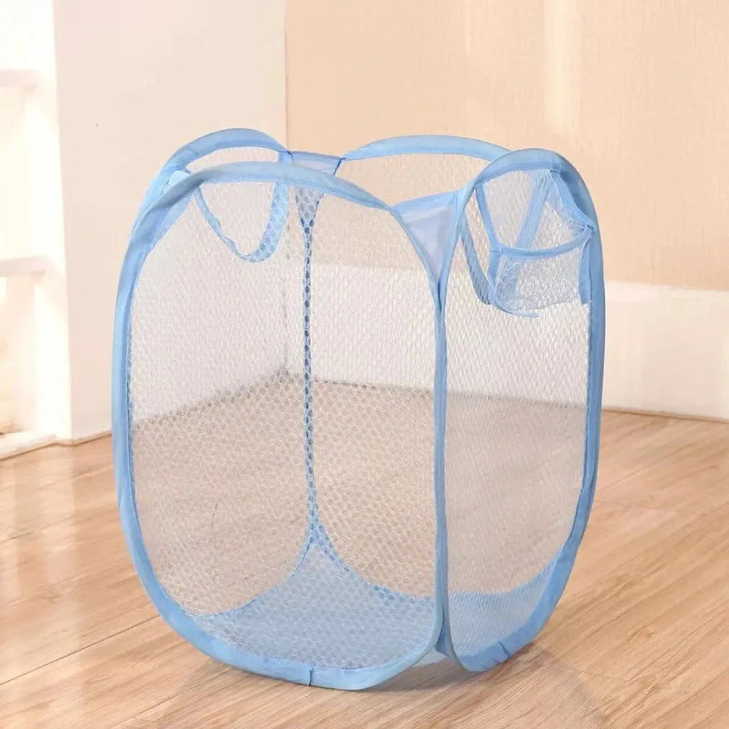 Folding Laundry Storage Basket – Mesh Household Clothes & Toy Organizer