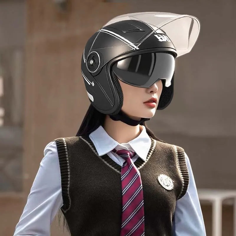 Motorcycle Dual Visor Flip Up Modular Full Face Helmet Anti-fog Street Bike Racing Helmet for Women, Men, 4 Colors