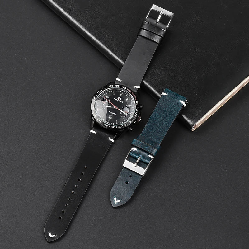 OnePlus Smartwatch Leather Band Quick Release Retro Oil Wax Wristband
