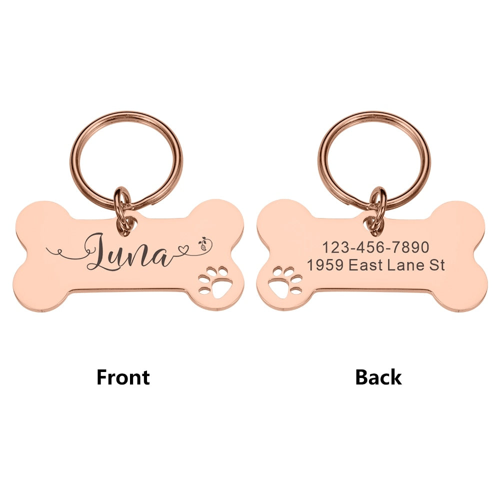 Personalized Pet Cat Dog Tags Shiny Steel Free Engraving Nameplate