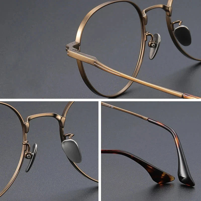 YIMARUILI Luxury Titanium Round Glasses – Retro Wide-Rimmed Frame