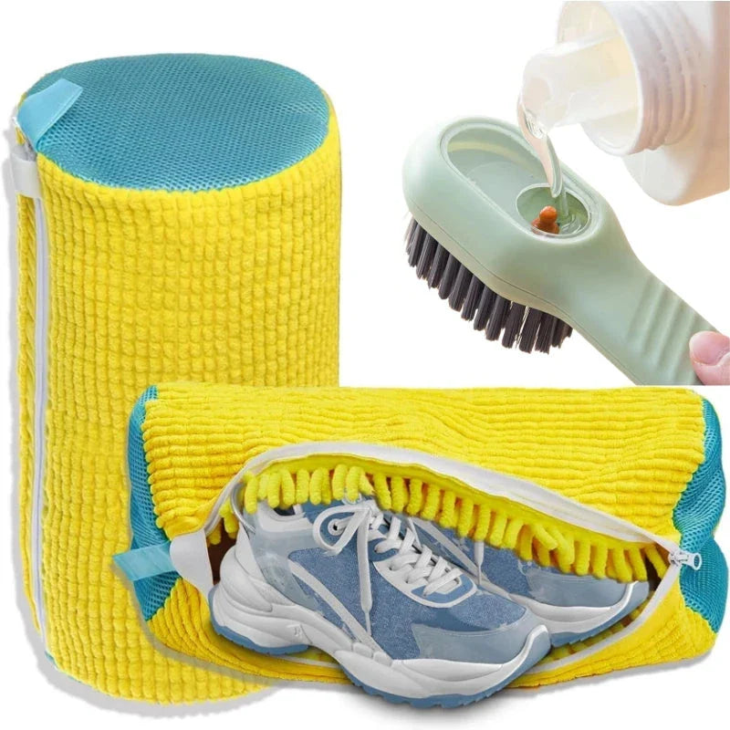 Shoe Washing Machine Bag with Brush Set – Durable Laundry Cleaner (1–4PCS)
