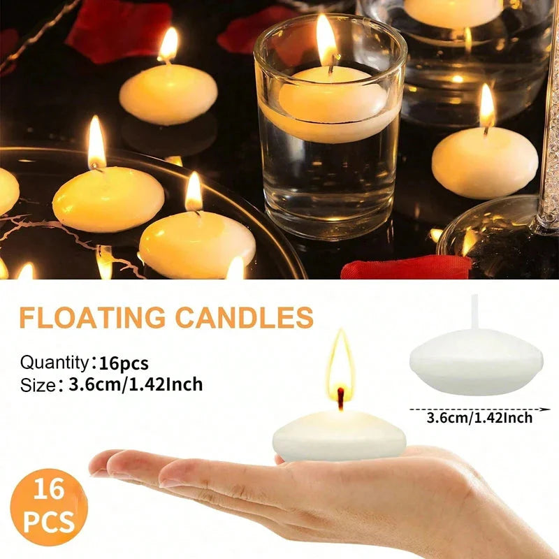 6/10/16Pcs Unscented Floating Candles – Romantic Soy Wax Discs for Valentine's Day, Weddings, Parties, and Home Décor