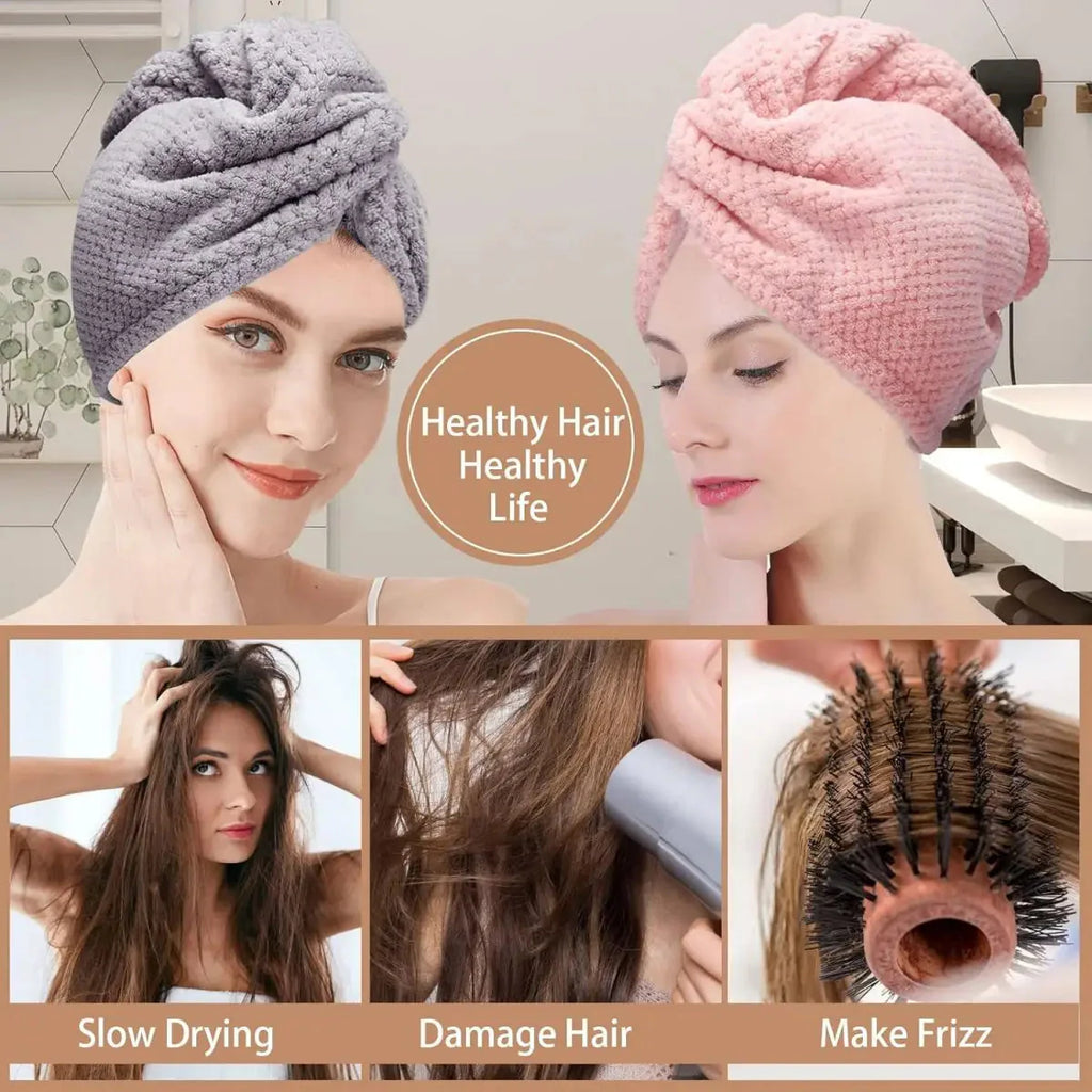 Absorbent Hair Towel Wrap – Quick-Dry Textured Cap for Women