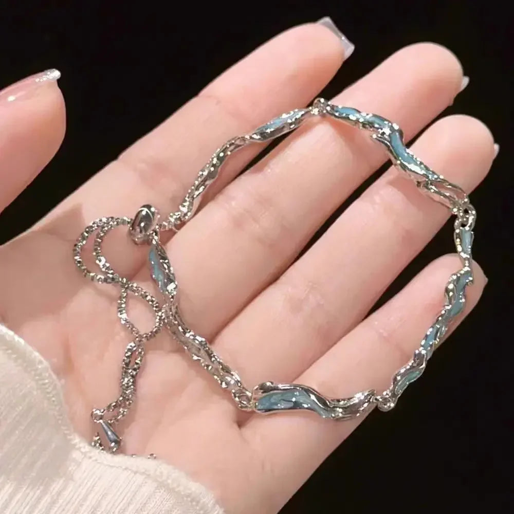 Shiny Pink Crystal Cherry Blossom Bracelets For Women Girls Sweet Moon Bow Flowers Zircon Bracelet Party Aesthetic Jewelry