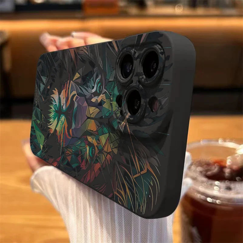 Colorful Lion Pattern Phone Case For iPhone 16 15 Cases iPhone 14 13 12 11 Pro Max XS X XR 7 8 14 Plus Shockproof Silicone Cover
