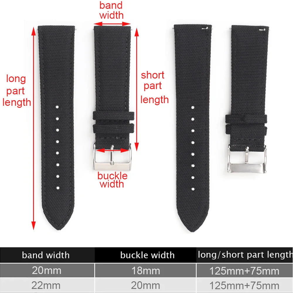 Polar Nylon Sailcloth Watch Strap Quick Release - Waterproof Unisex Band