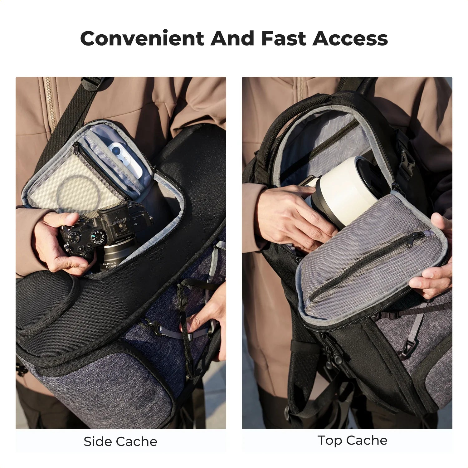 NNEOBA Camera Backpack with Tripod Strap Outdoor Black
