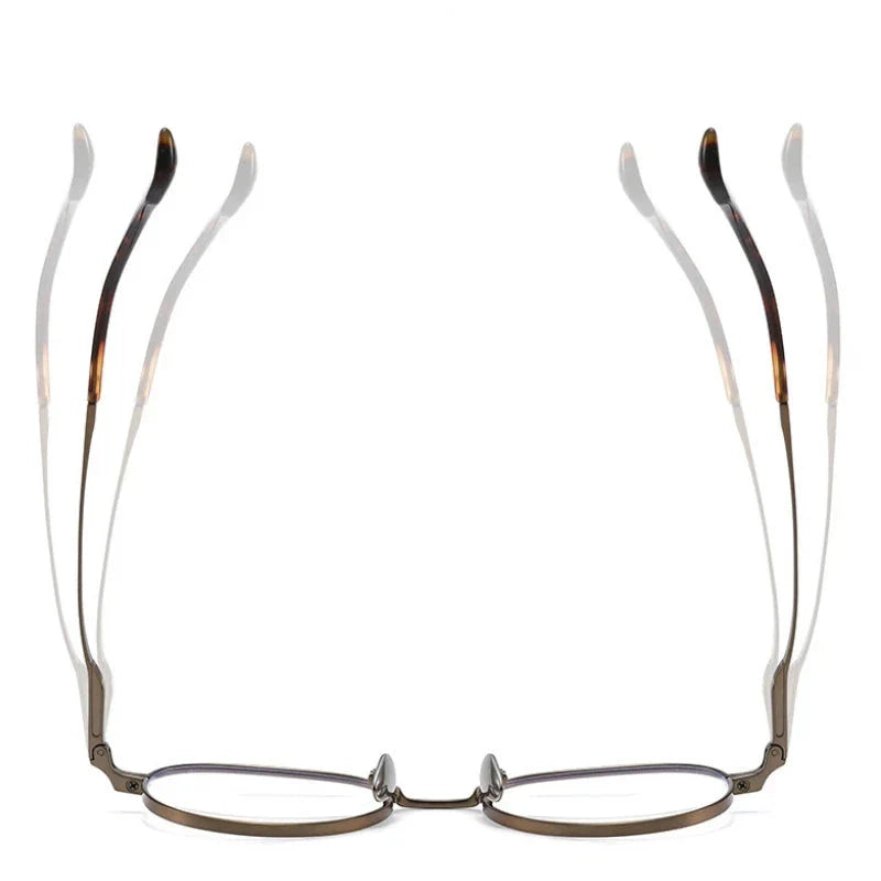 YIMARUILI Luxury Titanium Round Glasses – Retro Wide-Rimmed Frame