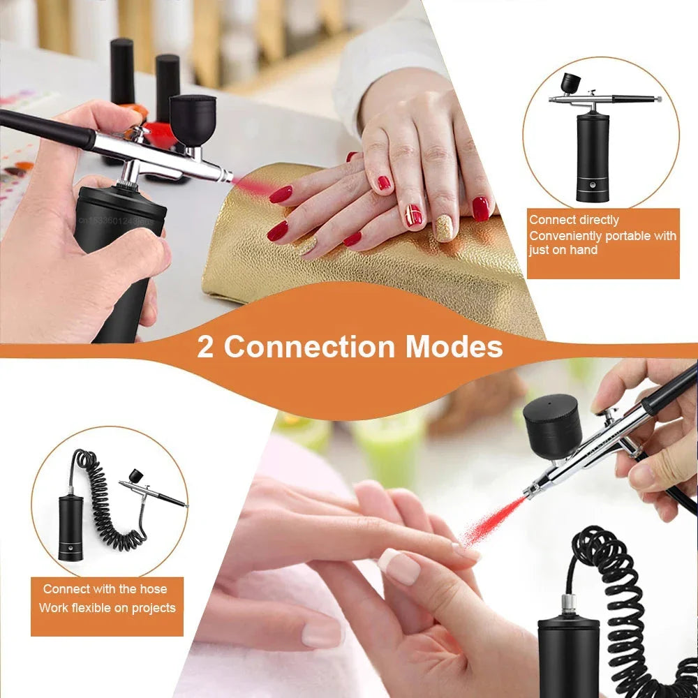 Portable Airbrush Nail Kit with Compressor - For Nails, Cake, and Crafts