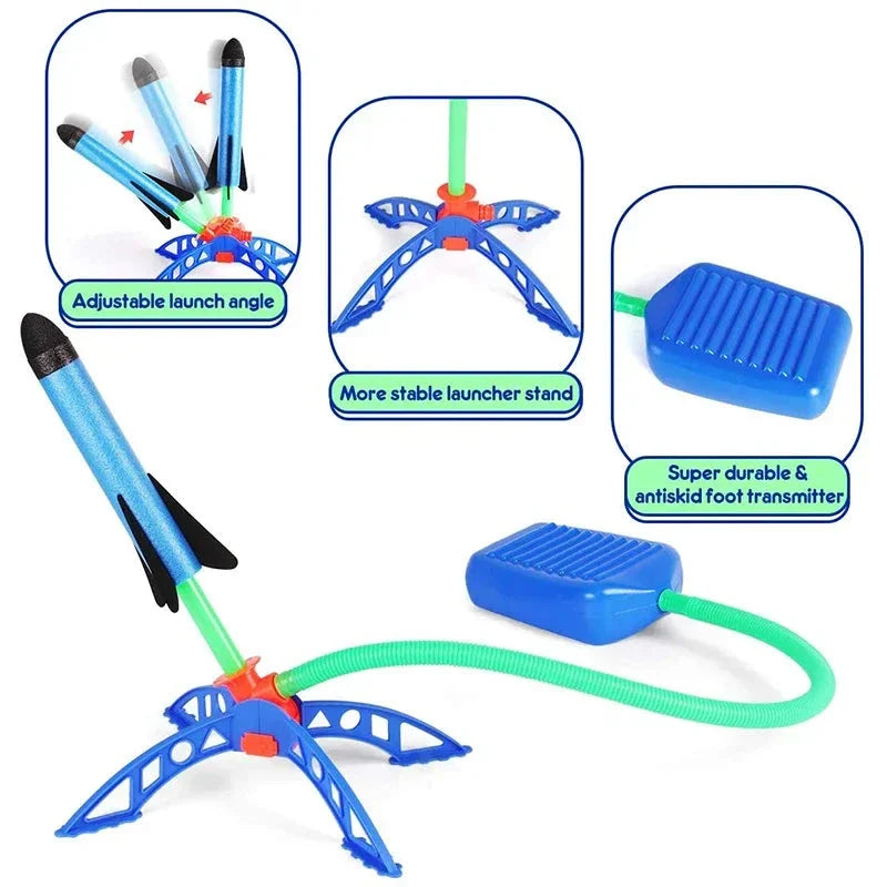 Kids Outdoor Rocket Launcher – Air-Powered Foot Pump Soaring Toy