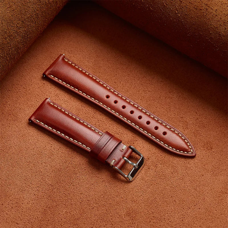 Amazfit Band Vintage Oil Wax Leather Watch Strap Cowhide Buckle