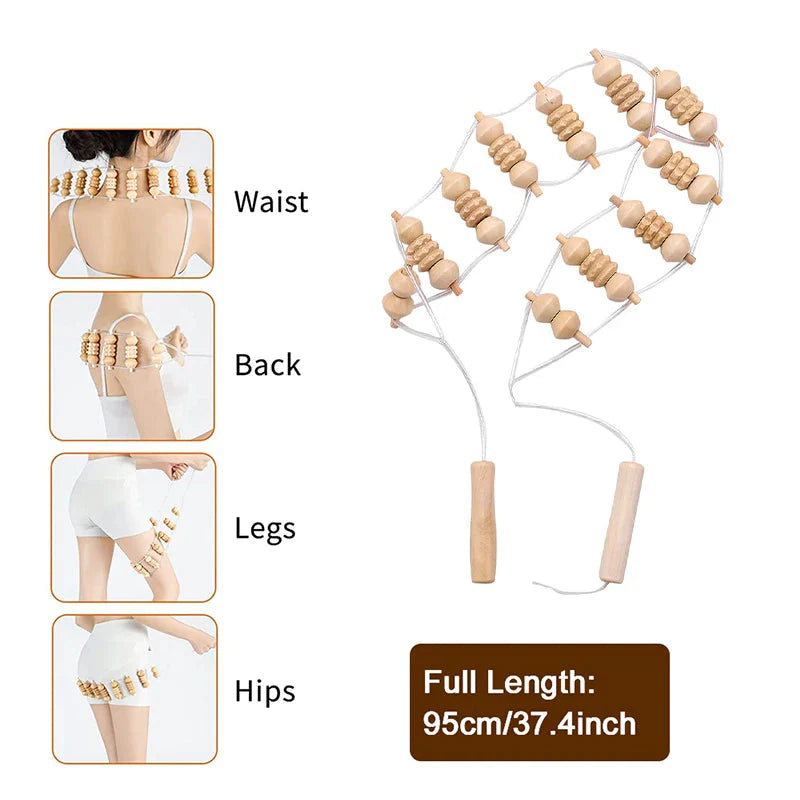 Wooden Therapy Massage Roller for Back Pain Relief & Body Shaping