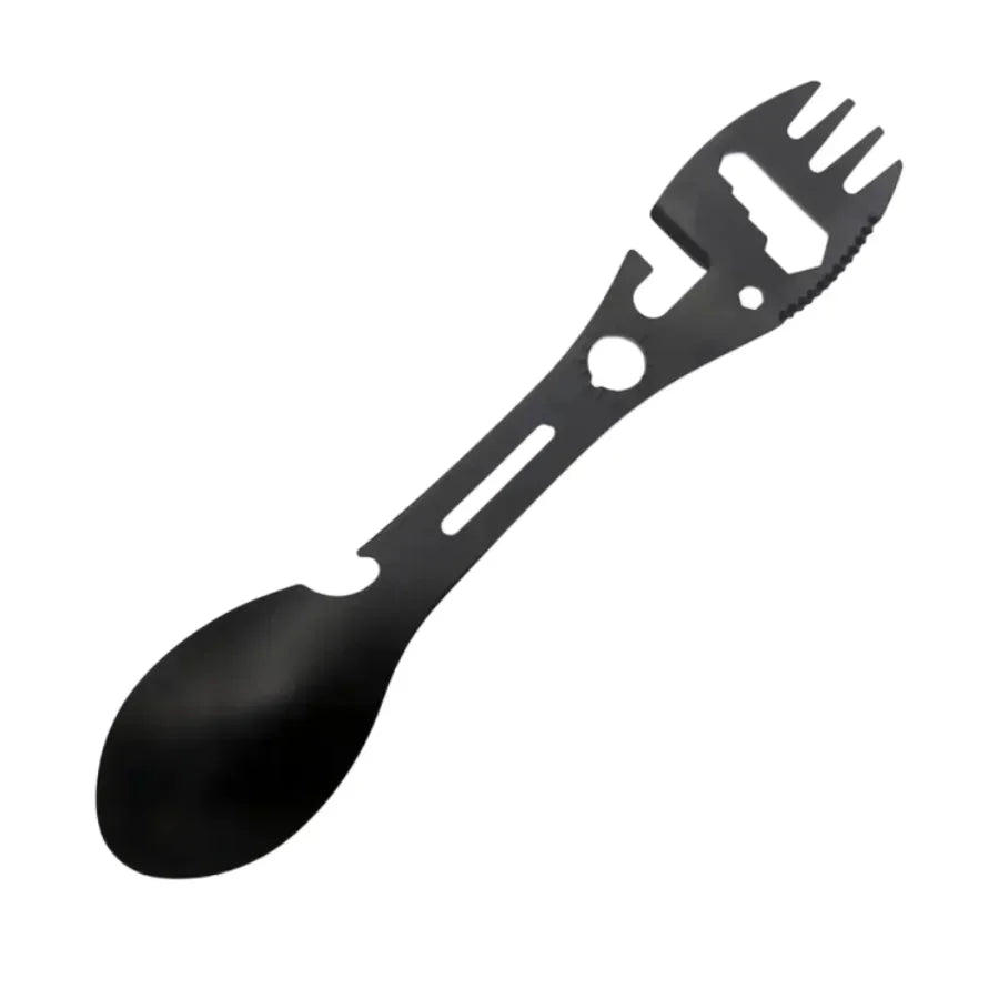 Outdoor Survival Tools 5 in 1 Camping Multi-functional EDC Kit Practical Fork Knife Spoon Bottle/Can Opener