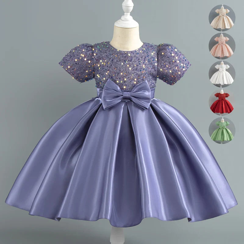Baby Girls Christmas Dress Sequin ShortSleeve Party Dress Birthday Toddler Dress Wedding Princess Dress for Kid Girl Luxury Cown