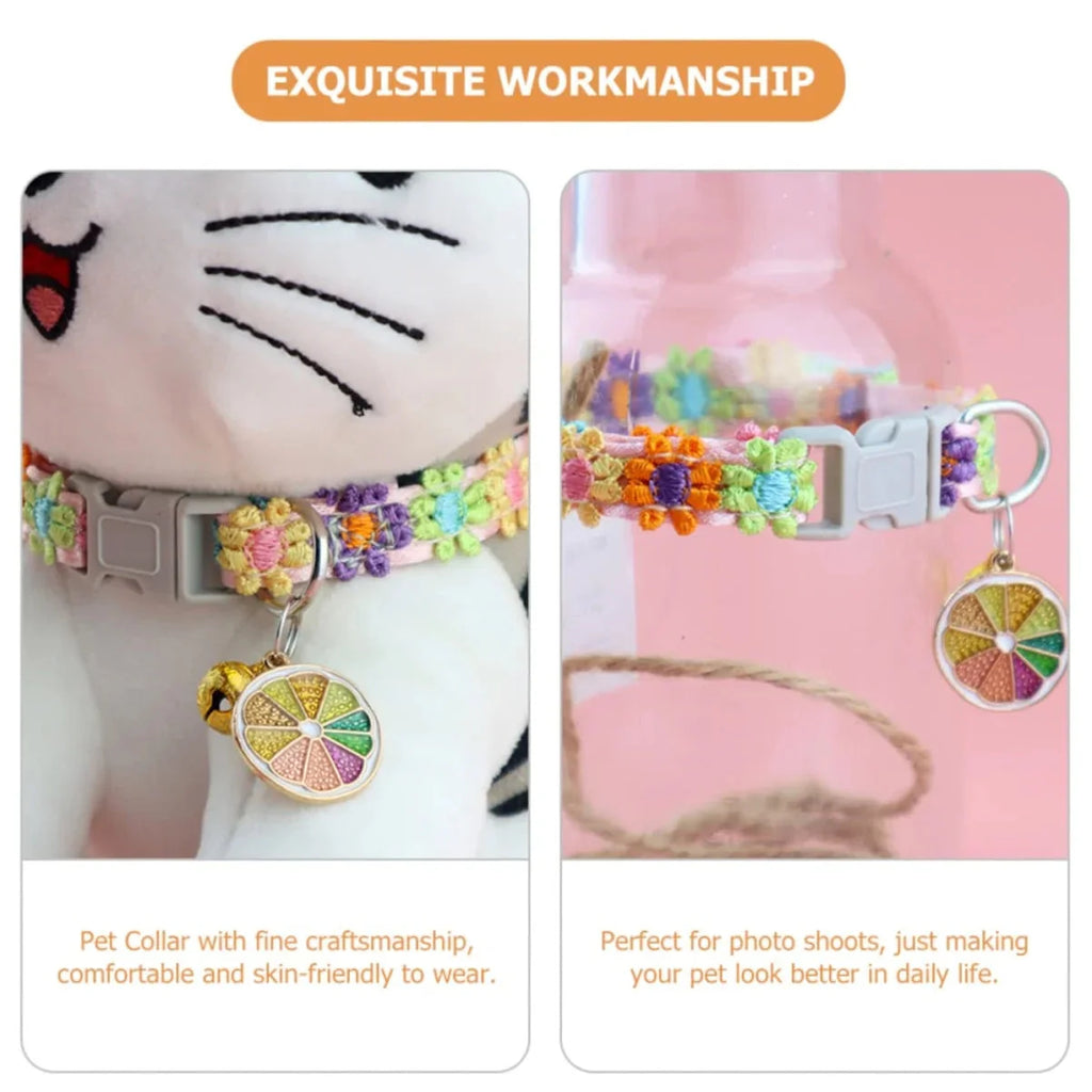 Colorful Pet Collar with Bell – Adjustable for Cats & Small Dogs