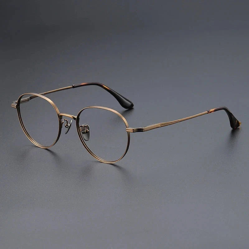 YIMARUILI Luxury Titanium Round Glasses – Retro Wide-Rimmed Frame